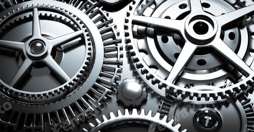 Preview: Clockwork mechanism. Gears and cogs rotating.