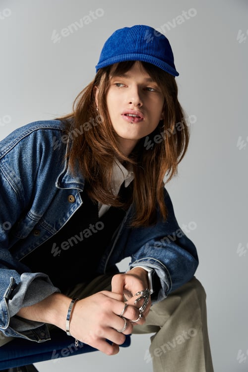 Preview: A young stylish guy showcases trendy fashion in a modern and minimalistic setting