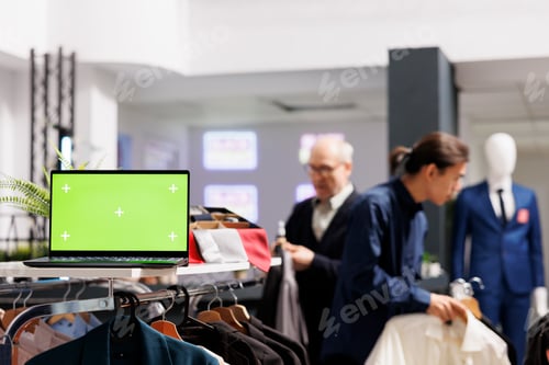 Preview: Laptop with blank screen on clothes rack