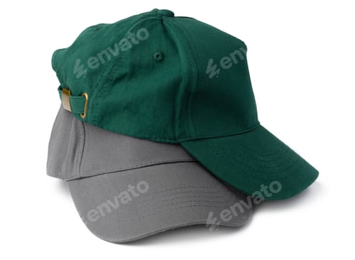 Preview: Stack of baseball caps isolated on white background