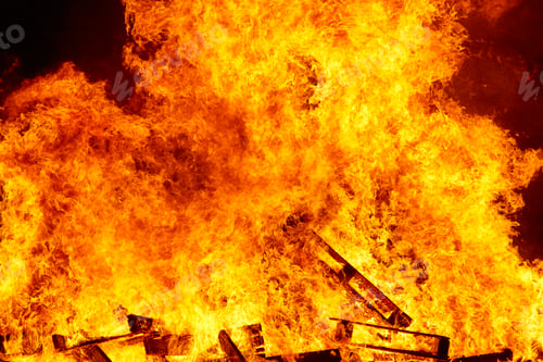 Preview: Fire flames on a bonfire. Fireman emergency. Danger combustion
