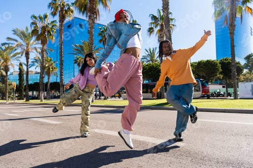 Preview: Young group of multiethnic hip-hop dancers dancing