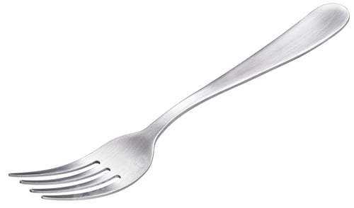 Preview: Metal fork isolated on white background, full depth of field