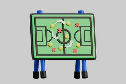 Visualização: Plano de jogo de tabuleiro de estratégia de futebol