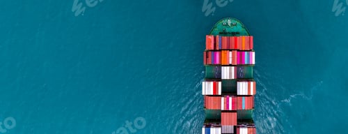 Preview: Aerial view container cargo ship international industrial, Global business import export