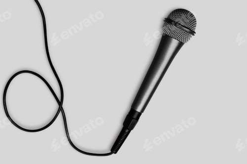 Preview: Microphone for karaoke isolated on grey background - Clipping path