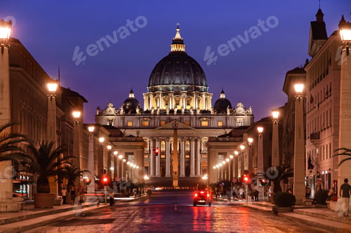 Preview: Saint Peter Basilica in the Vatican, night view