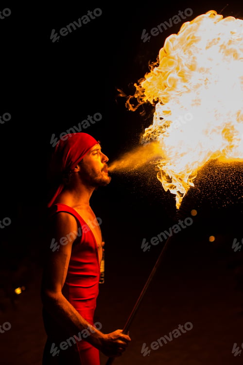 Preview: Fire breather performs a stunning night display