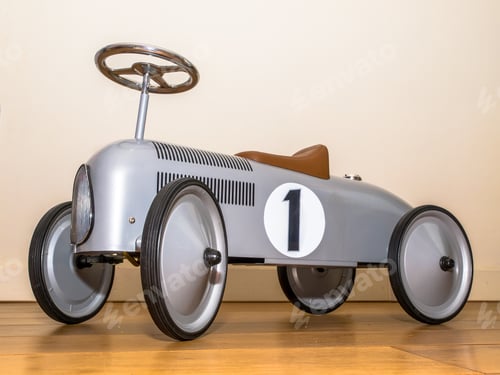 Preview: Retro Style Toy Racing Bike in a living room