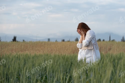Preview: Young woman dancing outdoors. Modern dance performance in the meadow field. Carefree and freedom in