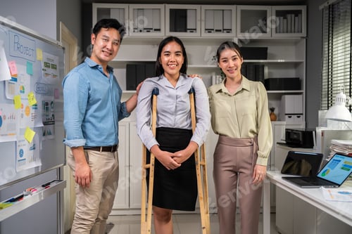 Preview: Portrait of Group of Asian young businessman and woman work in office.