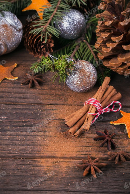 Preview: Fresh Tangerines with spices and Christmas decor