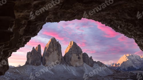 Preview: Panoramical view from the cave on Tre Cime Di Lavaredo peaks
