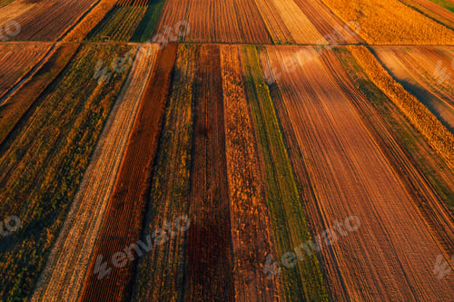 Preview: Colorful countryside patchwork background, cultivated agricultur
