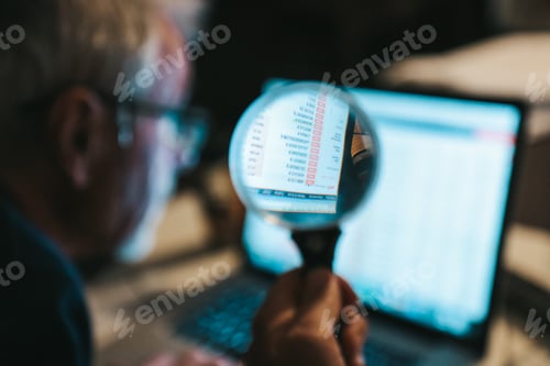 Preview: Old man with magnifying glass