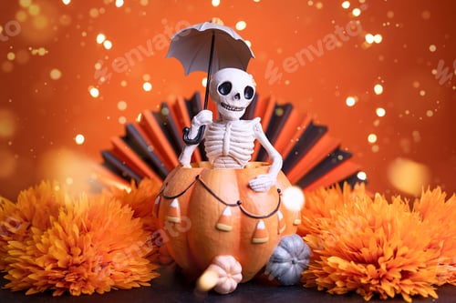 Preview: Dia de los Muertos or Day of Dead Mexican traditional holiday. Halloween theme.
