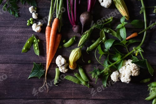 Preview: Flat Stacking series assorted green tinted Vegetables, Fresh Organic raw products