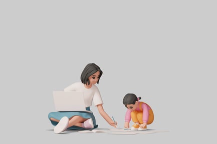 Preview: Woman and child engaged in a learning activity.