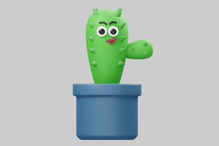 Preview: Cartoon cactus in a blue pot