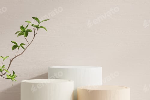 Vista previa: Podium in abstract cream room composition for product presentation