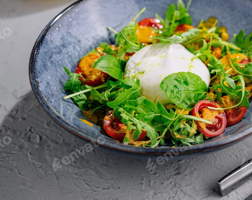 Preview: Delicious burrata salad top view