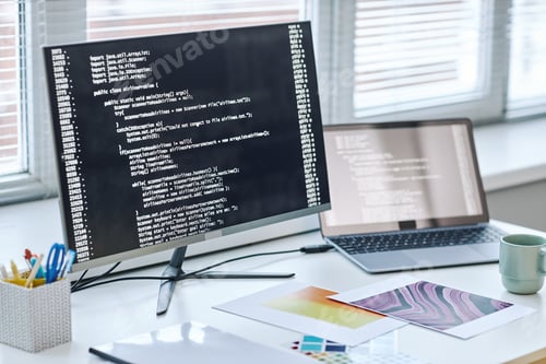 Preview: Background image of computer screen with code lines