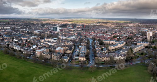 Preview: Aerial view of Victorian architecture in the Yorkshire Spa Town of Harrogate
