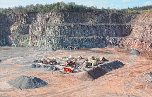 Preview: stone crusher in a quarry. mining industry. porphyry rock mineral.