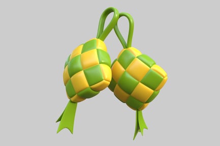 Preview: Ketupat pair green yellow weave