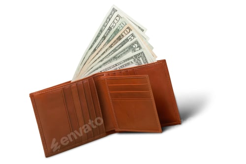 Preview: leather wallet, realistic, money, rich, real