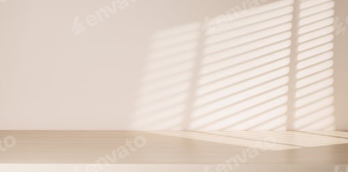 Preview: Wooden table and sunlit wall, product template