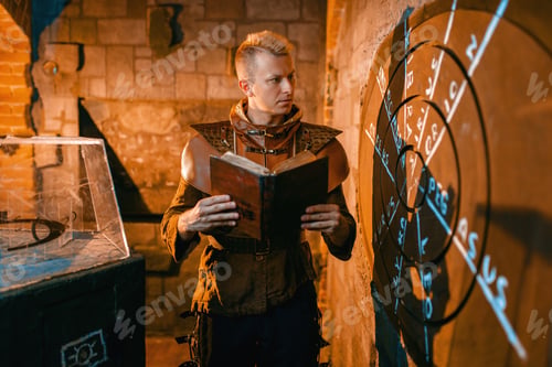 Preview: Traveler solving ancient puzzle, map projection