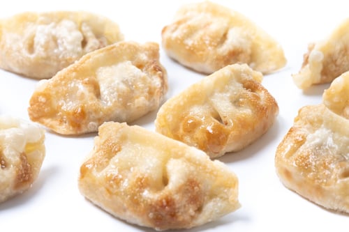 Preview: Fried dumplings gyoza isolated on white background