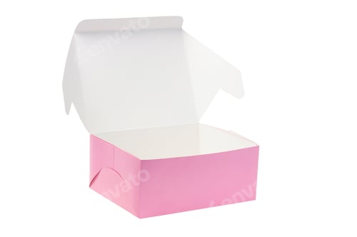Pink and White Open Cardboard Box