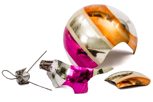 Preview: Broken Christmas ball, isolated on a white background