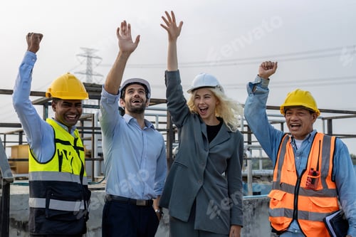 Preview: Electrical Engineer Technician meeting clean and green alternative energy concept.