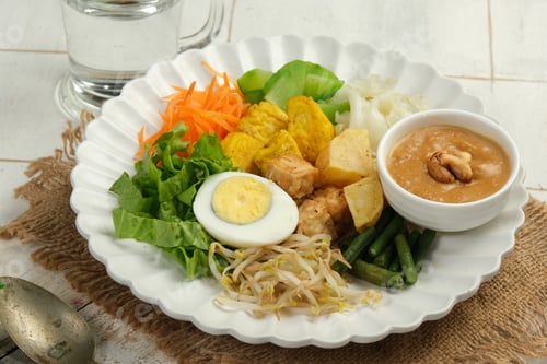 Preview: Gado Gado Indonesian Mix vegetables Salad from Boiled or Steam Vegetable Served with Peanut Sauce.