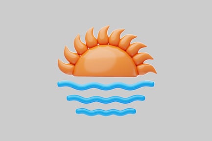 Preview: Cartoon sunset with ocean waves