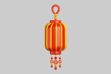 Preview: Red and gold hanging lantern