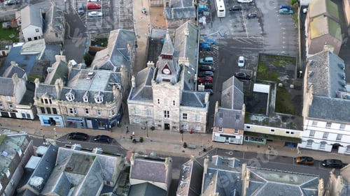 Preview: Aerial shot of Nairn town in Scotland.