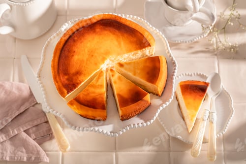 Preview: Sweet and homemade New york cheesecake as traditional cake.