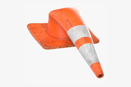Preview: Damaged 36-Inch Orange Safety Cone with Reflective Stripes