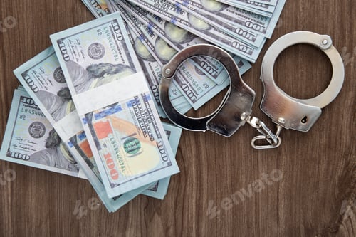 Preview: Money and handcuffs. Concept for corruption, fraud and money laundry