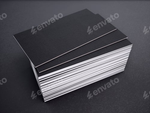 Preview: Close-up of business card on a black background. 3d rednering.