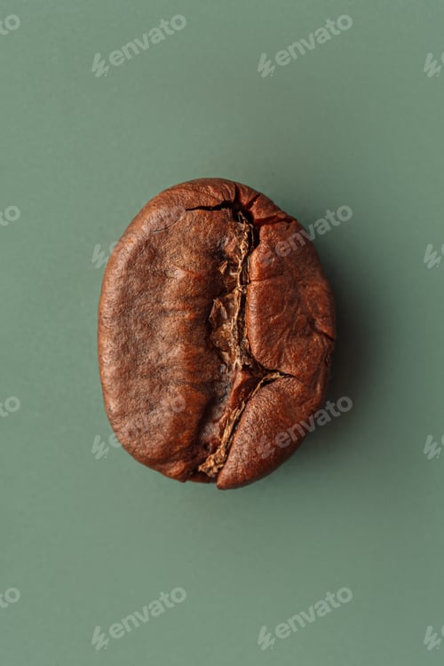 Preview: Coffee bean macro photography on green background