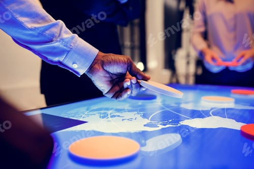 Preview: People in a technology cyber space meeting