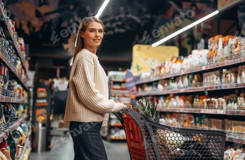 Preview: Beautiful woman is in the supermarket