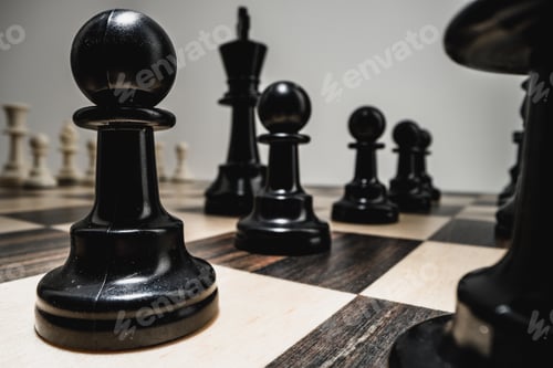 Preview: Chess figures on chess board macro photo