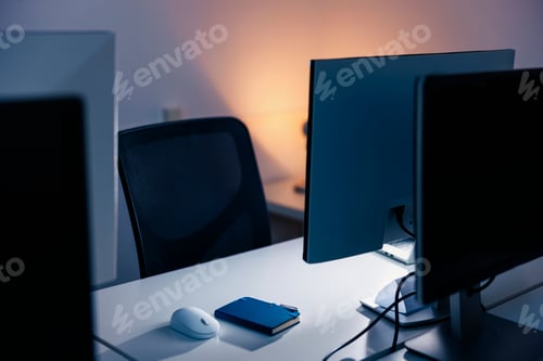 Preview: Detail of office interior design by night