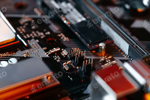 Preview: Computer part circuit board close up photo